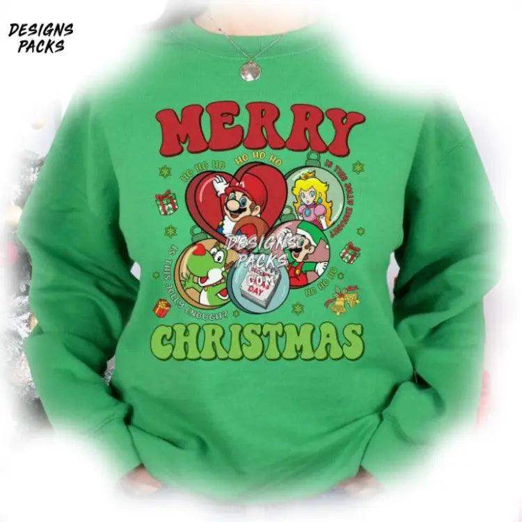 Vintage Uper Mario Bros Christmas Merry Super Png Design