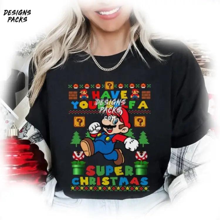 Vintage Uper Mario Christmas Video Game Super Bros Ugly Png Design