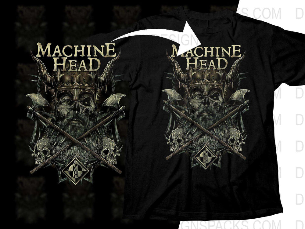 Vintage Viking Skull Machine Head Rock Png Halftone Digital Download