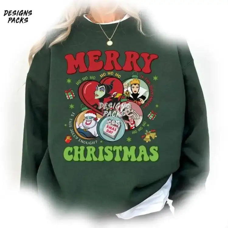 Vintage Villains Squad Walt Cartoon World Merry Christmas Png Design