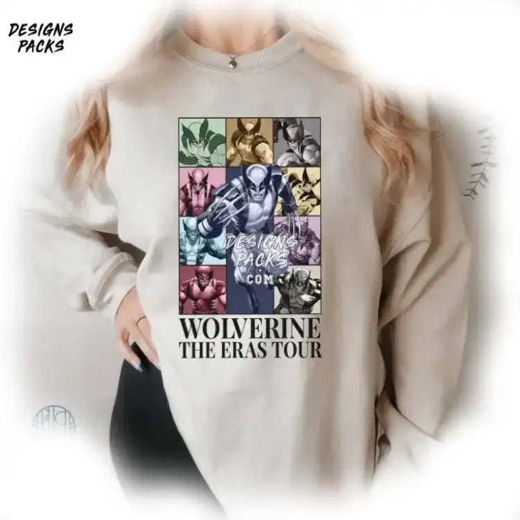 Vintage Wolverine Superhero Eras Tour Style Png Design