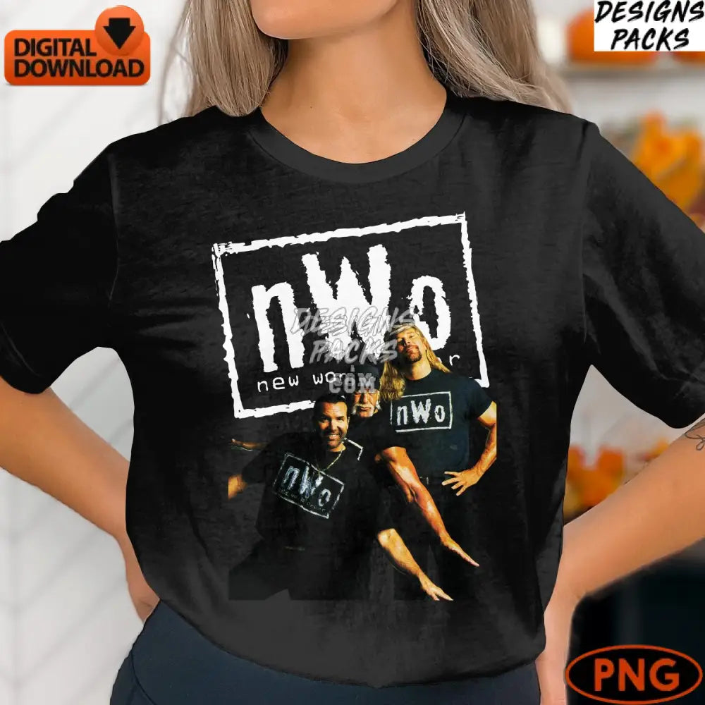 Vintage Wrestling Trio Nwo Retro Wrestlers Png Instant Download