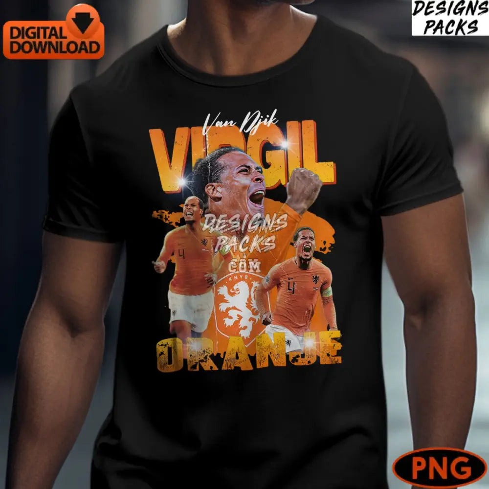Virgil Soccer Player Oranje Digital Art Instant Download Dutch Football Png
