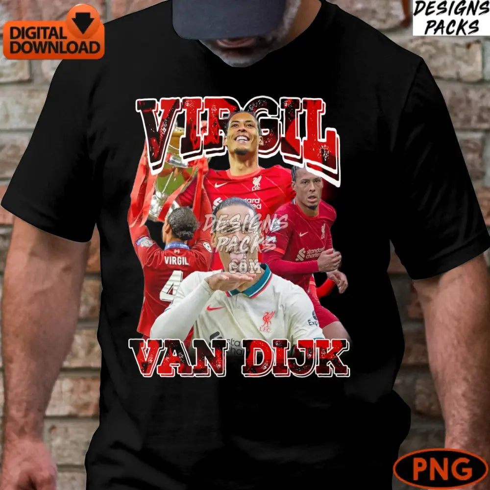 Virgil Van Dijk Liverpool Fc Digital Print Soccer Instant Download Fan Art Png