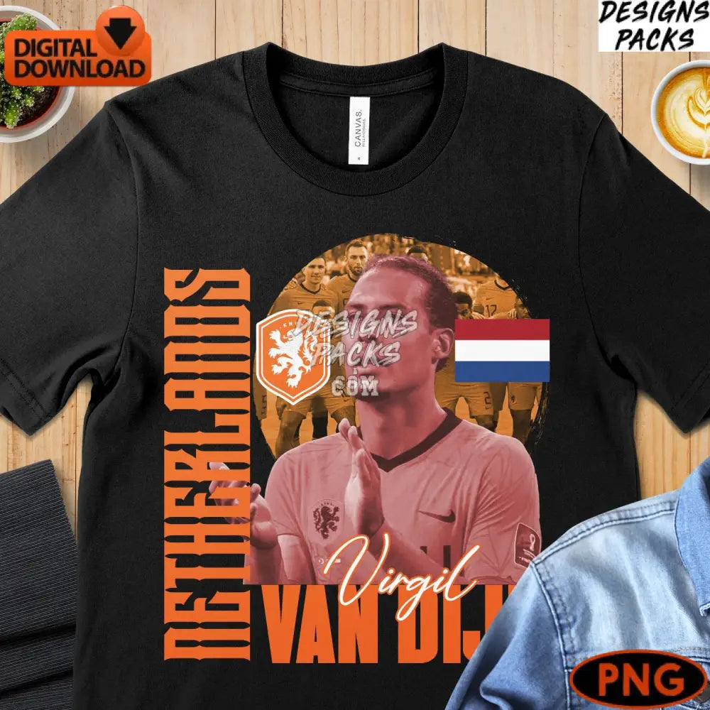 Virgil Van Dijk Netherlands Soccer Art Digital Png Instant Download Sports Fan Collectible