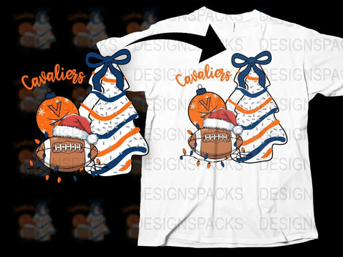 Cavaliers Christmas T-Shirt, Santa Hat Football Design, Festive Holiday Apparel, Winter Sports Fan Gift