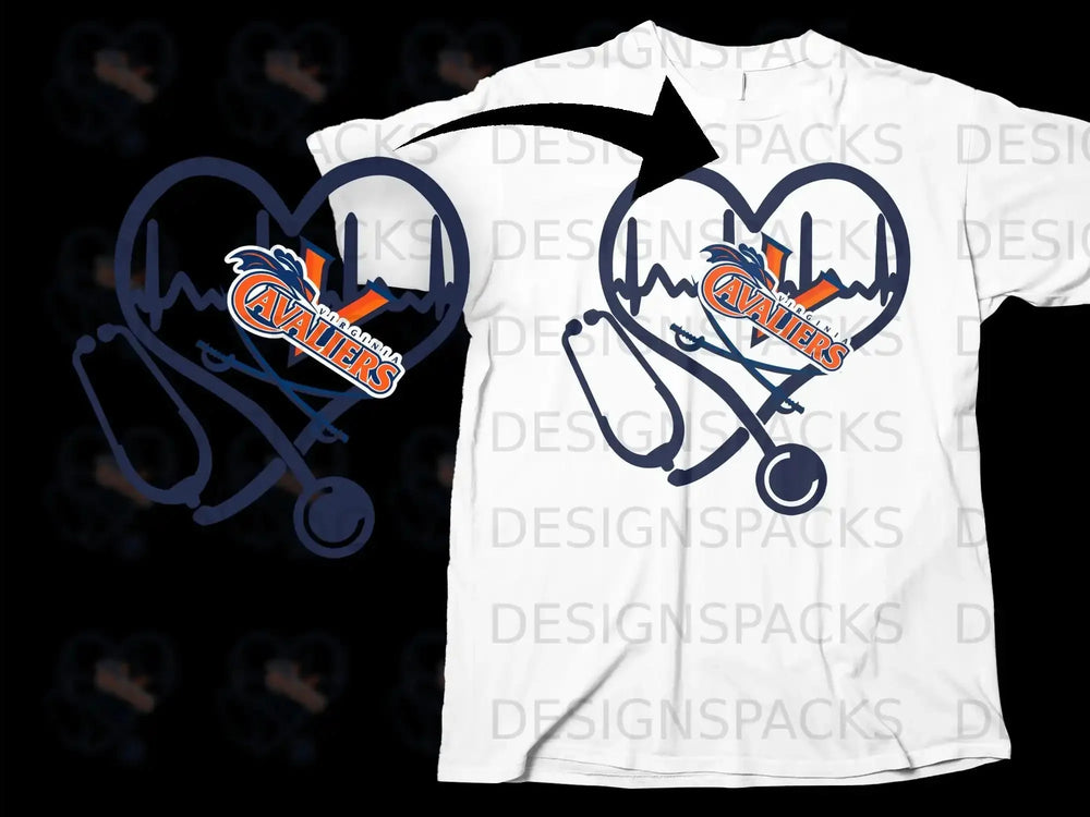 Virginia Cavaliers Heartbeat Stethoscope T-shirt