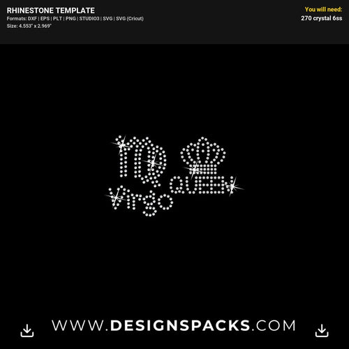 Virgo Queen Zodiac Face Mask Rhinestone Digital Template