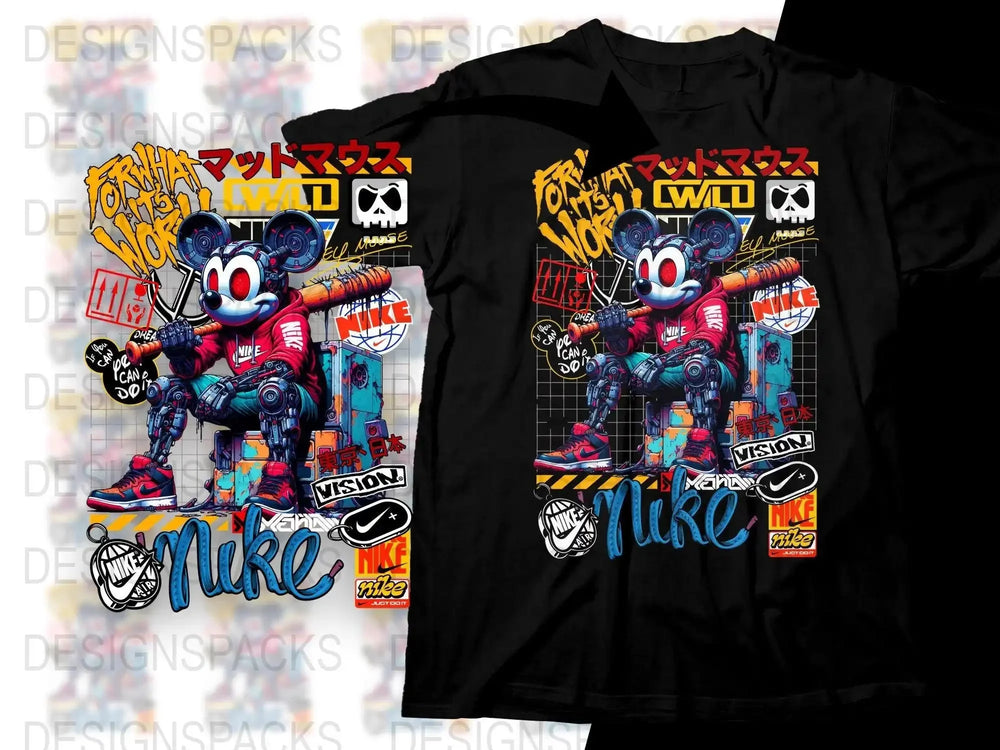 Visionary Sport Brand Robotic Mickey Mouse Graphic Png Digital Download