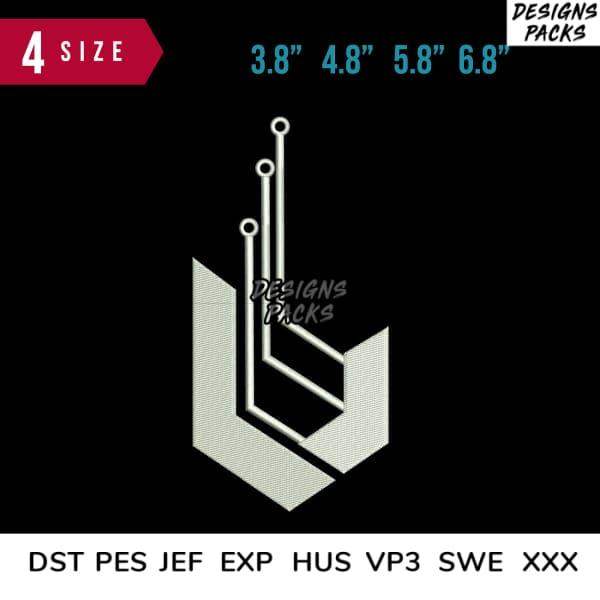 Embroidery design in 4 sizes: 3.8” to 6.8”, compatible with DST PES JEF EXP HUS VP3 SWE XXX formats