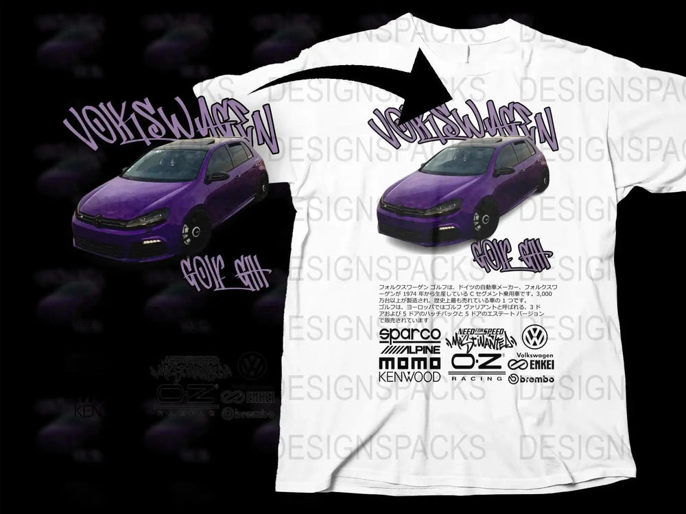 Volkswagen Golf GTI Graffiti Style Art Png Digital Download