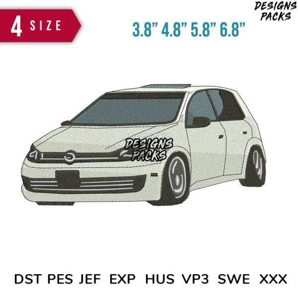 Volkswagen Golf Mk6 Embroidery Design  3.8" 4.8" 5.8" 6.8"