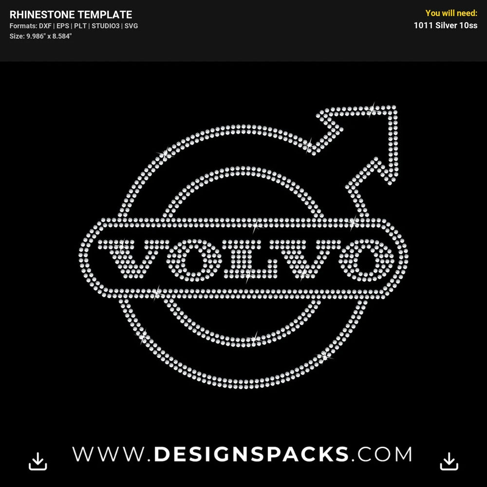 Volvo Car Logo Automotive Shirt Rhinestone Digital Template