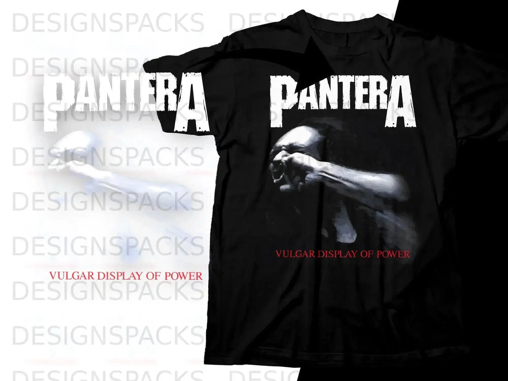 Black t-shirt with Pantera's Vulgar Display of Power album art.