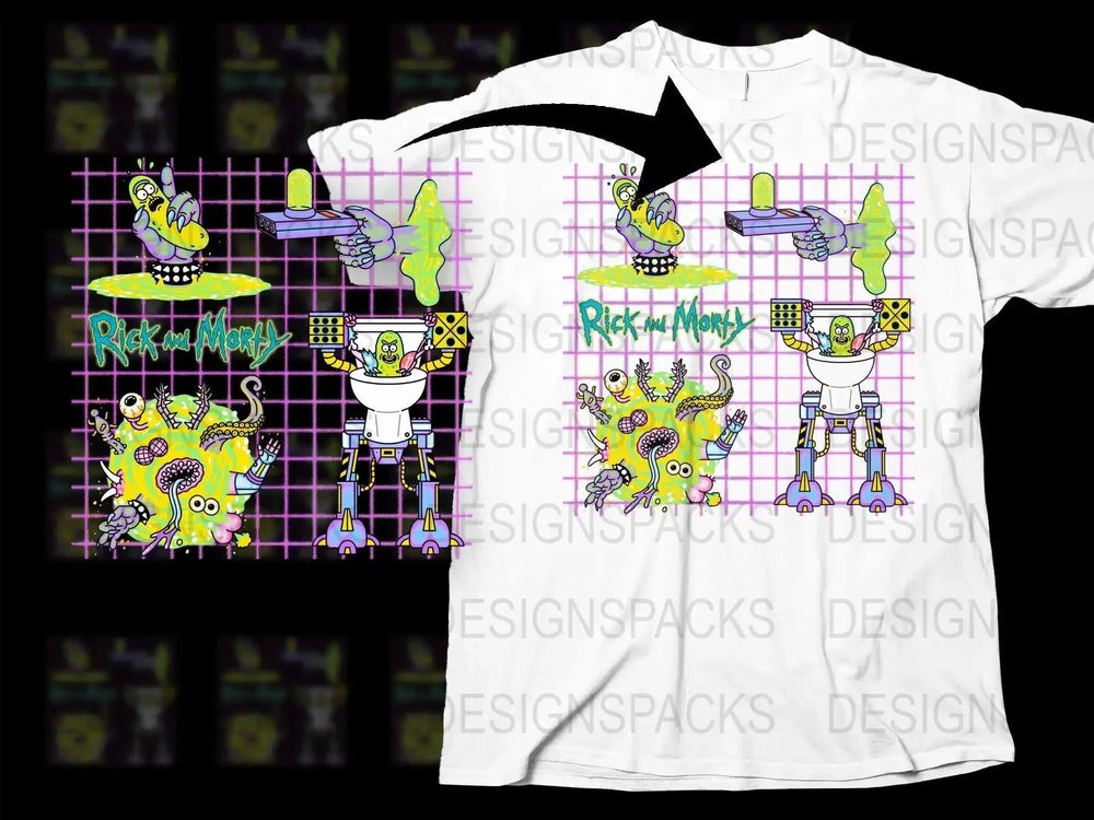 Wacky Rick and Morty Squanchy Robot Pattern Png Digital Download
