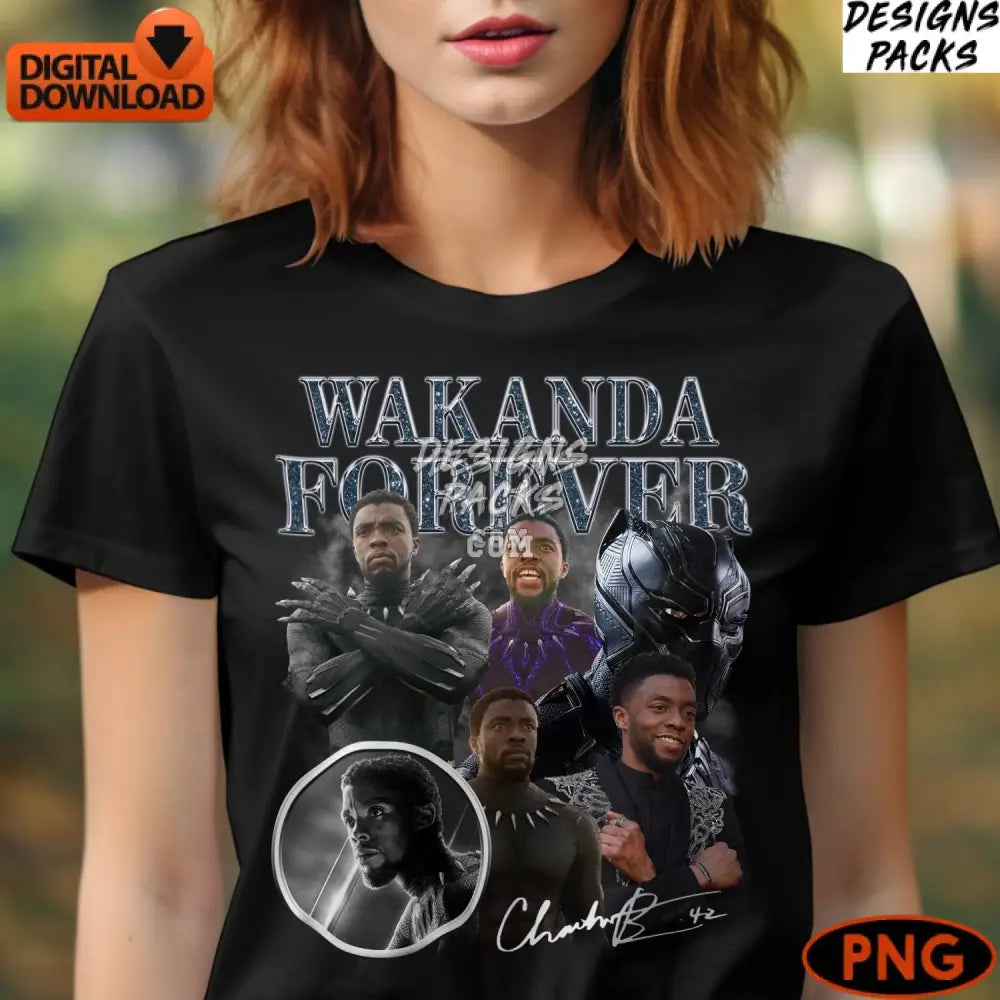 Wakanda Forever Tribute Digital Art Chadwick Boseman Memorial Black Panther Fan Instant Download Png