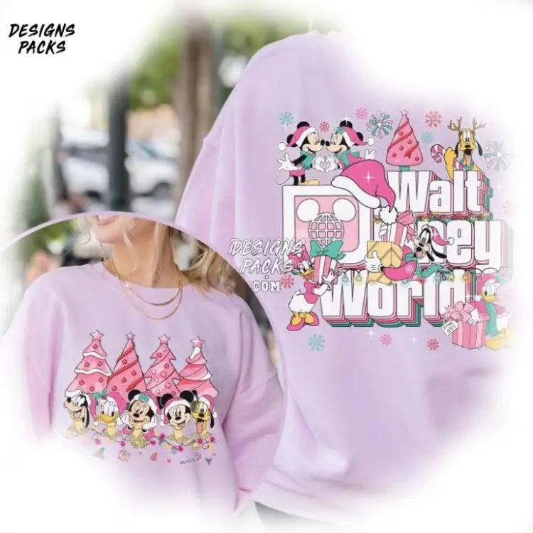 Walt Cartoon World Christmas Family Vacation Mickey And Friends Pink Png Design