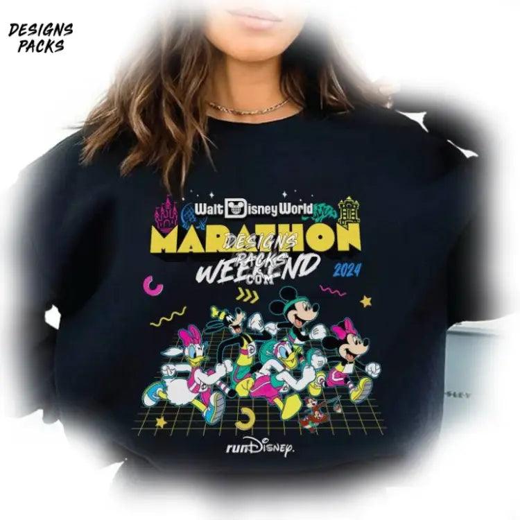 Walt Cartoon World Marathon Weekend 2024 Family Running Mickey And Friends Runcartoon Png Design