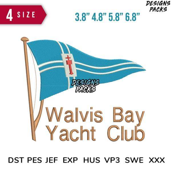 Walvis Bay Yacht Club flag embroidery design in 4 sizes, DST PES JEF formats for instant download