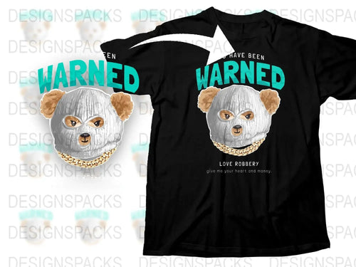 Warned Masked Bear Graphic Print Png Digital Download