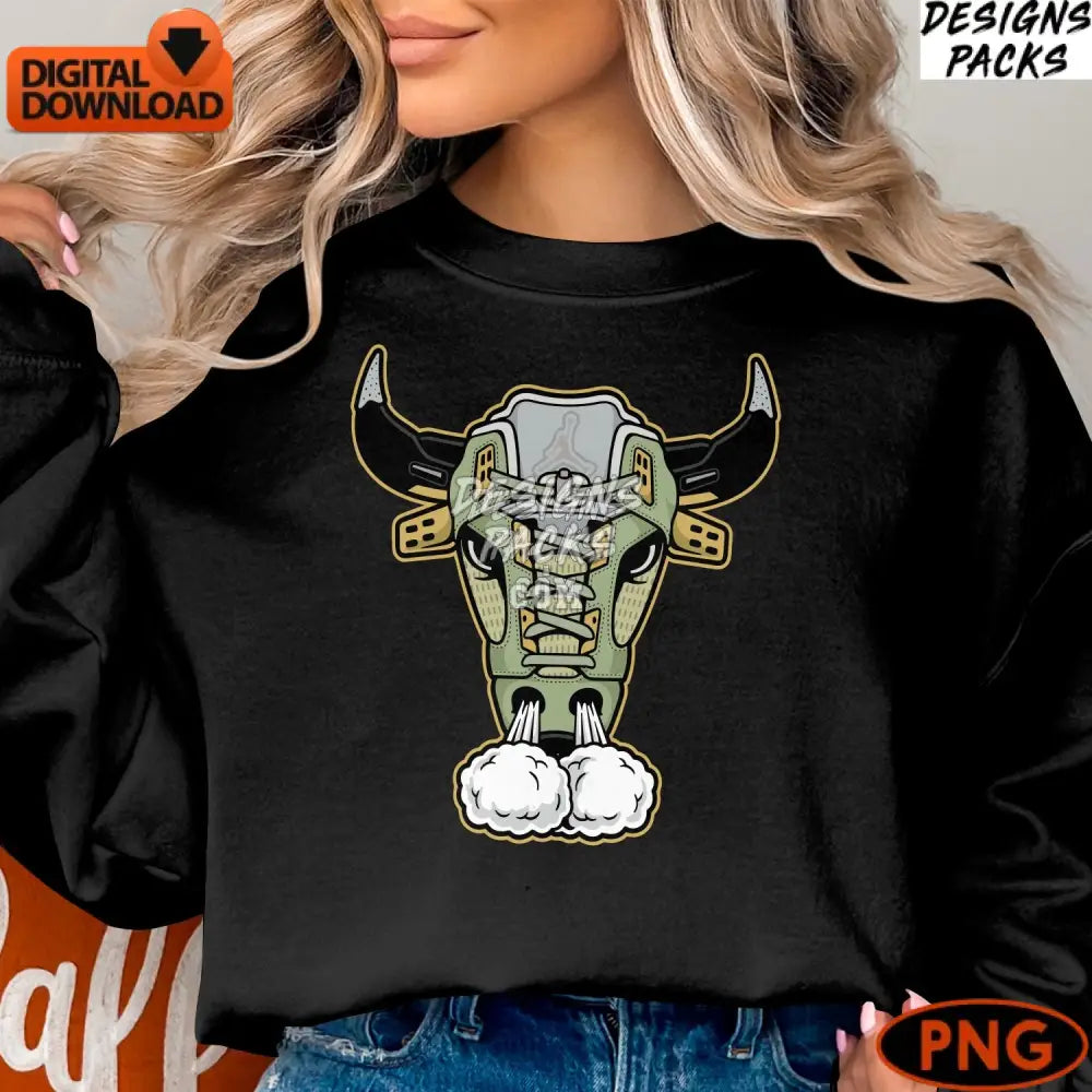 Warrior Bull Mask Digital Art Tribal Ox Png Instant Download Printable Artwork High-Res Graphic For