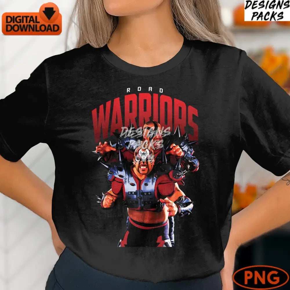 Warrior Digital Artwork Instant Download Png Bold Fantasy Battle Character Red Themed