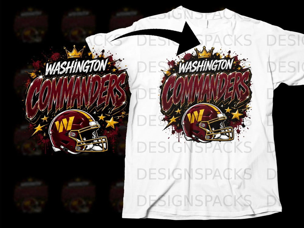 Washington Commanders football helmet and logo with a crown.