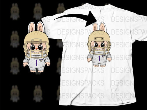 Cute Rabbit Football Player Graphic T-Shirt, Kids Sports Tee, Cartoon Animal Design, Youth Athletic Apparel