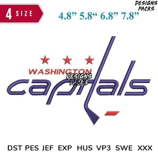 Washington Capitals embroidery design in 4 sizes, DST PES JEF formats for instant download