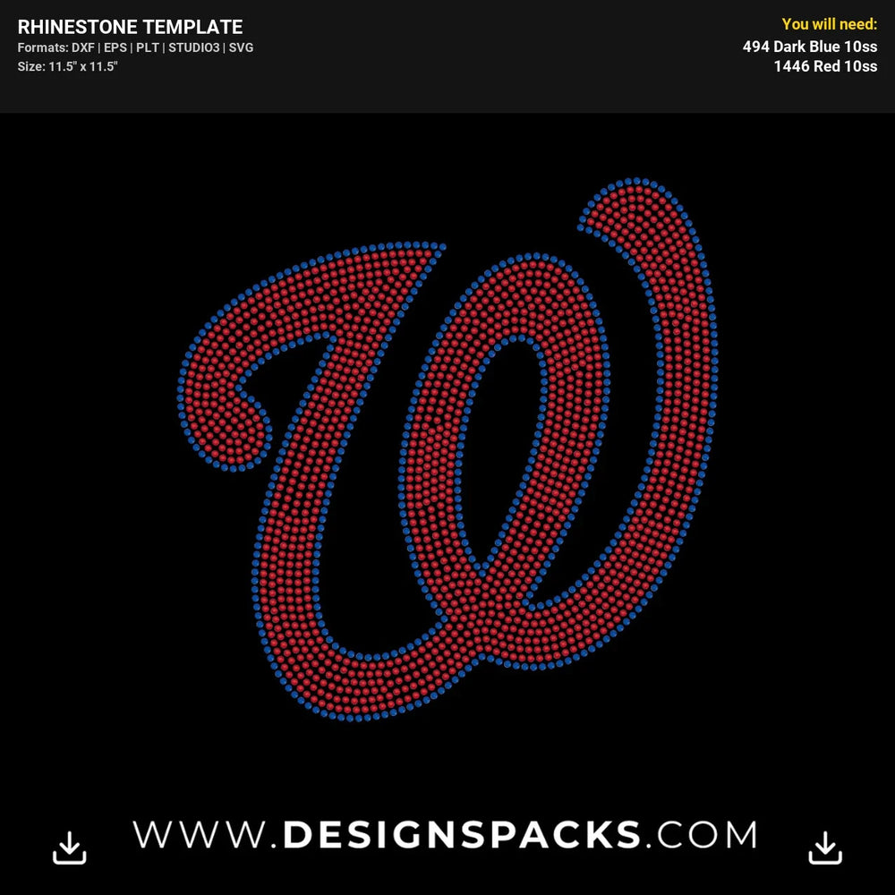 Washington Nationals Baseball Rhinestone Digital Template