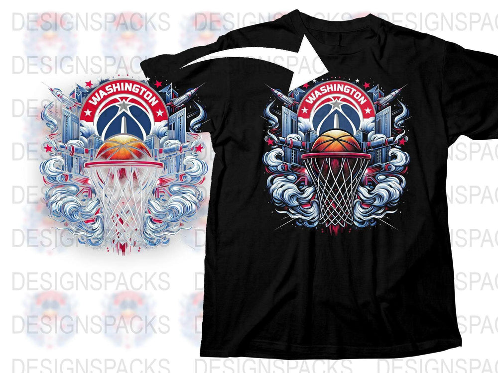 Washington Basketball Graphic T-Shirt, Urban Style Sports Tee, Unisex Casual Streetwear, Vibrant Print Top