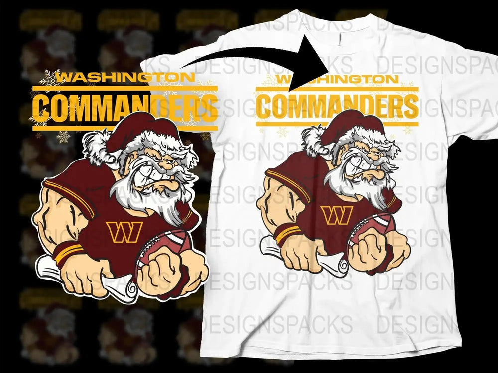 WASHINTON COMMANDERS Team Christmas Football Santa Png Digital Download