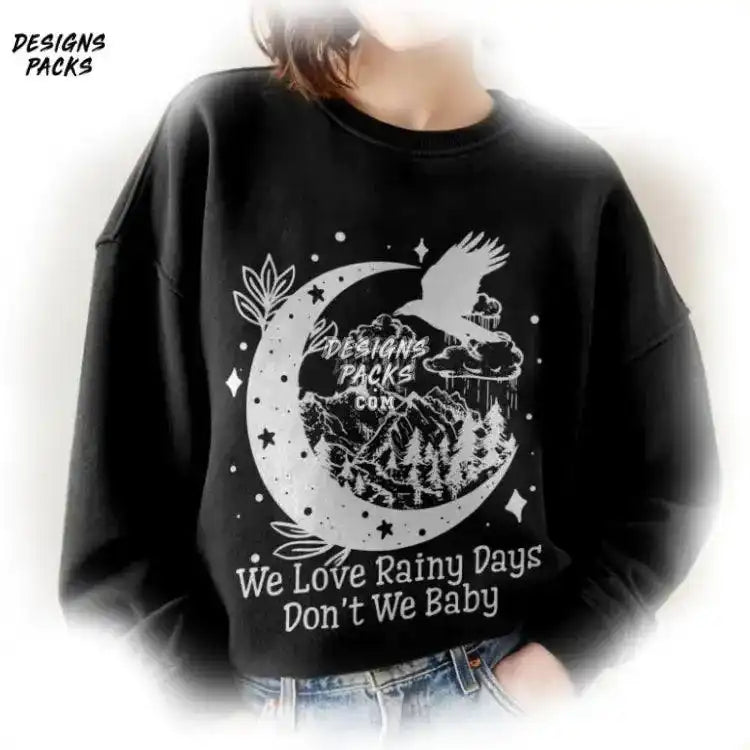 We Love Rainy Days Don’t Baby Book Lover Raven Wings Png Design