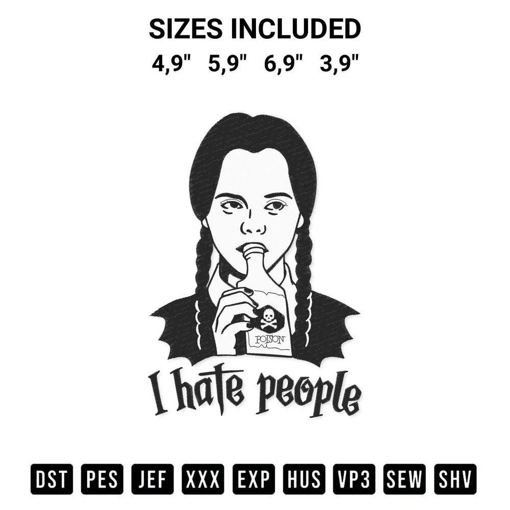Wednesday Addams I Hate People Trending Movie Addams Family 1 Embroidery Design