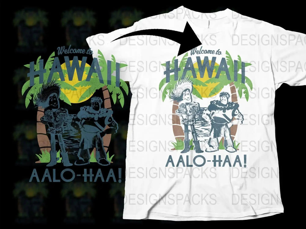 Welcome To Hawaii Aalo-Haa Cartoon Character Png Digital Download