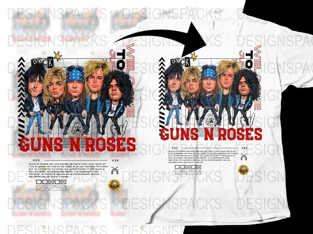 Welcome To The Jungle Guns N' Roses Funny Caricature Png Design Digital Download