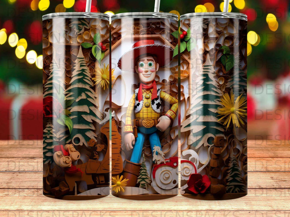 Whimsical Cowboy Quilling Art Tumbler Digital Wrap Design
