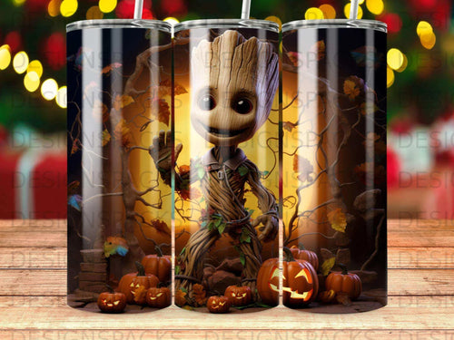 Whimsical Groot Halloween Tumbler Digital Wrap Design