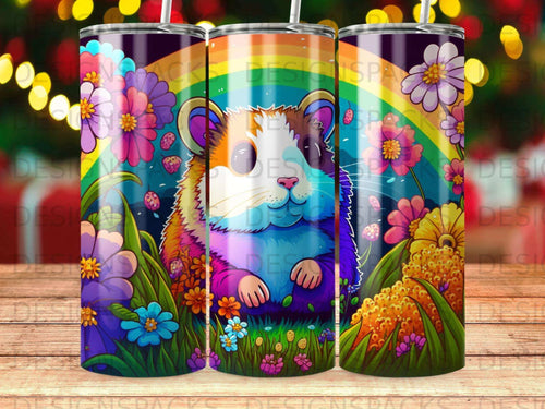 Whimsical Guinea Pig Rainbow Tumbler Digital Wrap Design