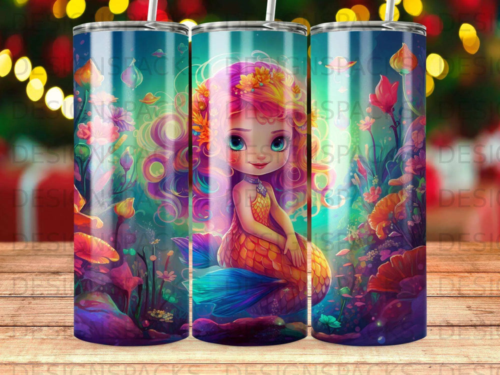 Whimsical Mermaid Tumbler Digital Wrap Design