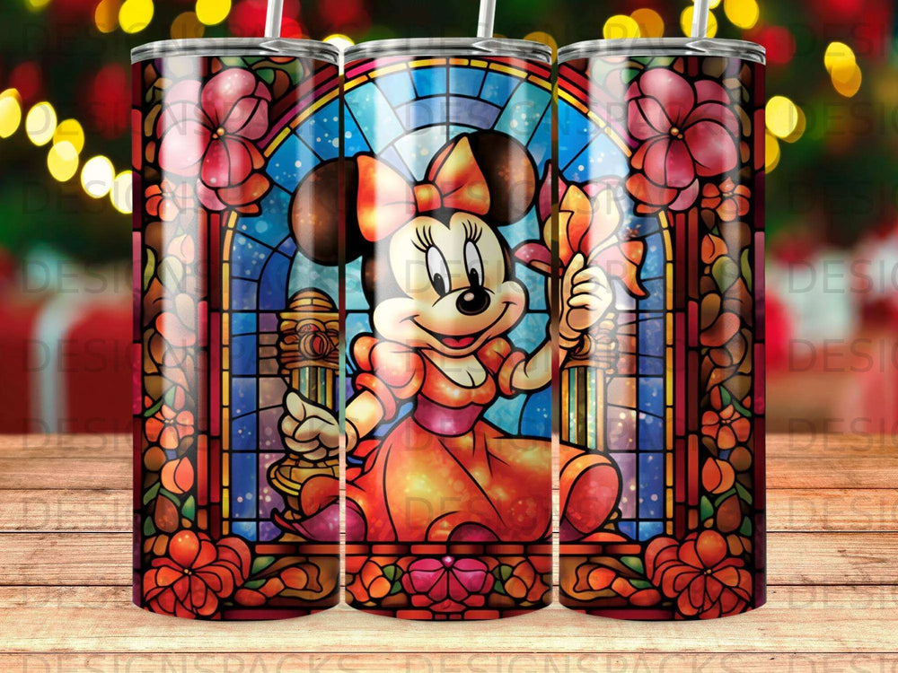 Whimsical Minnie Stained Glass Tumbler Digital Wrap Design