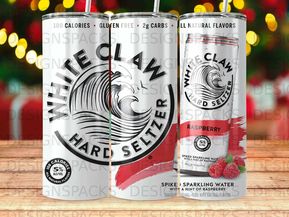 White Claw Hard Seltzer Raspberry Tumbler Digital Wrap Design