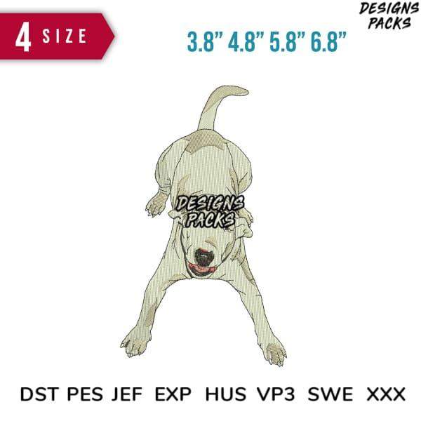 Playful dog embroidery design in 4 sizes, DST PES JEF formats for instant download