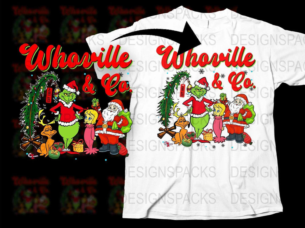 Whoville and Co Christmas T-Shirt, Grinch and Friends Holiday Tee, Festive Family Apparel, Seasonal Graphic Shirt Gift Ideas