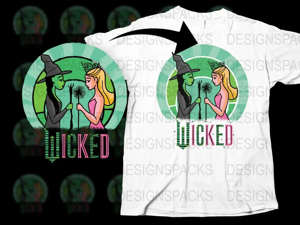 Wicked Witch and Good Witch Graphic T-Shirt, Broadway Musical Fans, Dual Design, Pop Culture Apparel, Unisex Tee