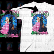 Wicked Musical Inspired T-Shirt, Broadway Fan Art, Witch Clock Design, Pink Dress Graphic Tee, Theatre Lover Gift