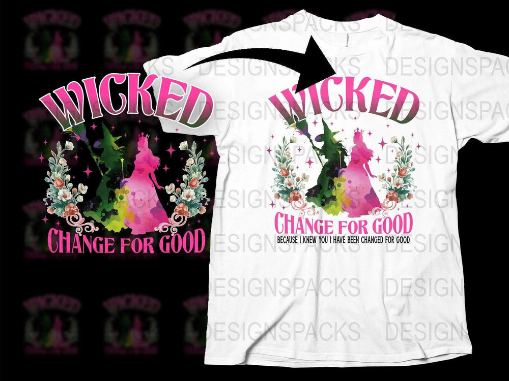 Wicked Change for Good T-Shirt, Floral Witch Graphic Tee, Broadway Fans Apparel, Unique Theatre Inspired Clothing