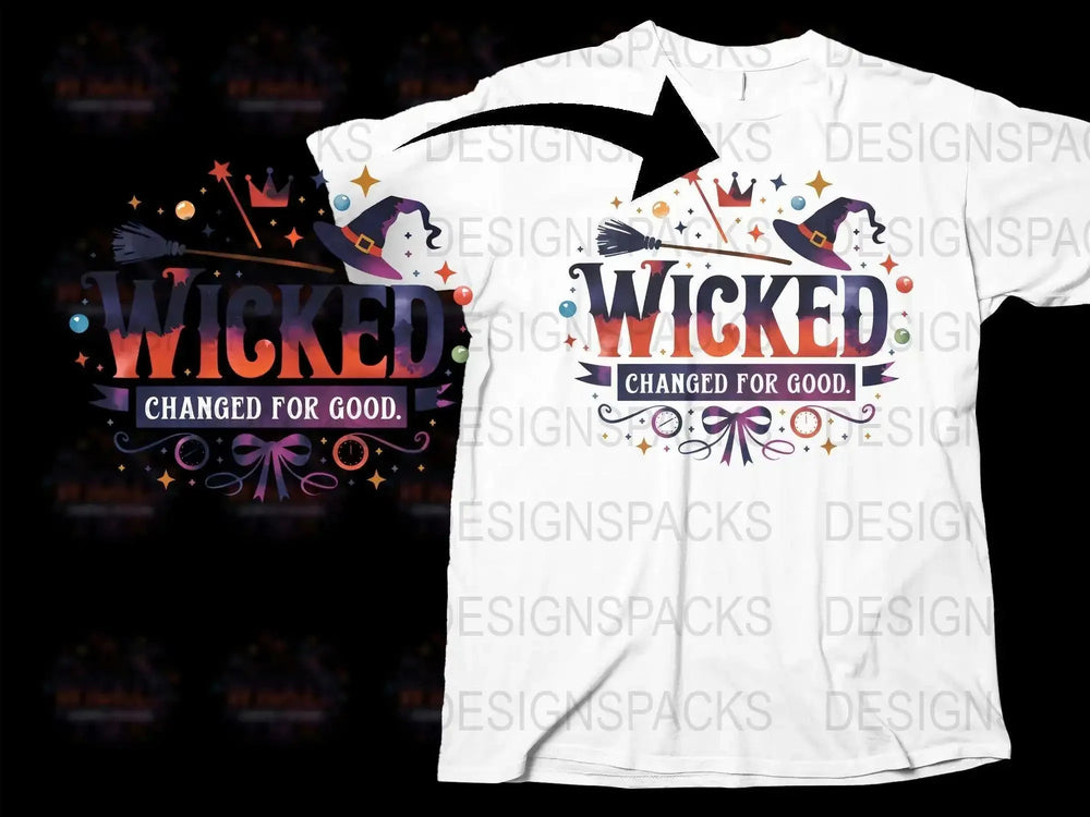 Wicked Changed For Good T-Shirt, Colorful Witch and Stars Graphic Tee, Musical Theme Apparel, Unisex Casual Top