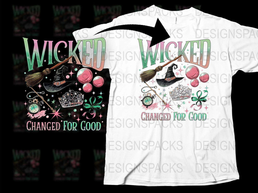 Wicked Changed For Good T-Shirt, Witchy Graphic Tee, Broadway Musical Fan Gift, Women's Fashion Shirt, Magic Inspired Top, Floral Crown