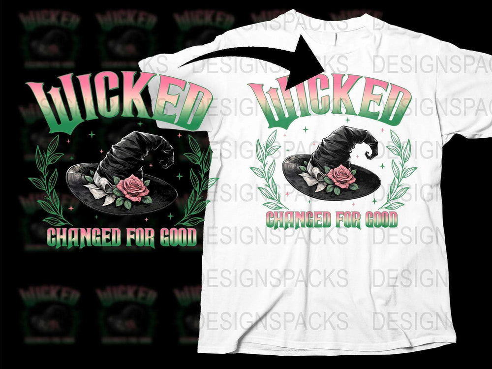 Wicked Changed for Good T-Shirt, Witch Hat Rose Graphic Tee, Musical Broadway Fans, Unisex Cotton Shirt